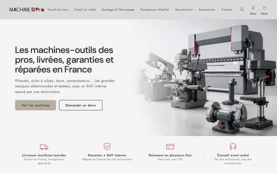 Page d'accueil de machinepro.fr